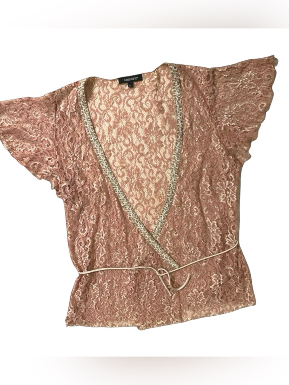 Karen Kane rose gold LACE CARDIGAN LARGE